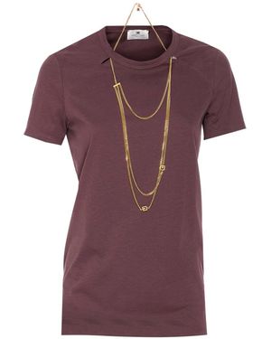 Elisabetta Franchi Chain-Detail T-Shirt - Purple