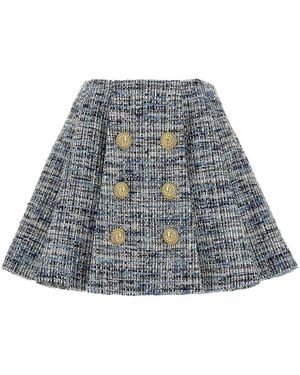 Balmain Tweed Skirt - Blue