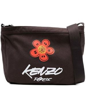 KENZO Logo Cotton Crossbody Bag - Black
