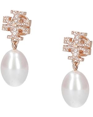 Tory Burch Earrings With Pearls And Rhinestones - White