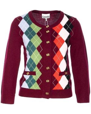 Ganni Tawny Port Cardigan - Red
