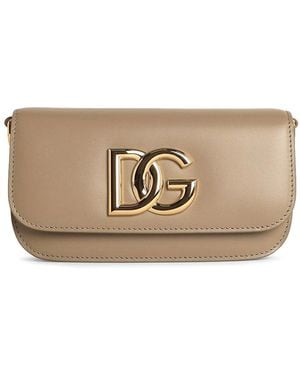 Dolce & Gabbana 35 Leather Crossbody Bag - Natural