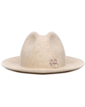 Ruslan Baginskiy Fedora Hat Embellished With Monogram - White