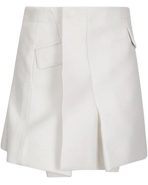 Sacai Short Wool Melton Skirt - White