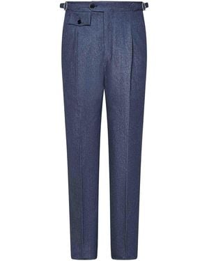 Franzese Collection Denim Super 150S Merino Wool Trousers - Blue