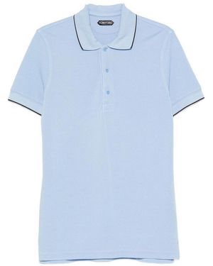 Tom Ford Piquet Cotton Polo Shirt - Blue