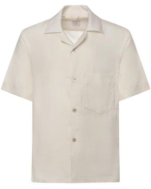 Eleventy Linen Bowling Shirt - White