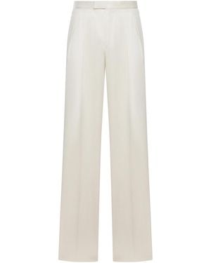 Tom Ford Silk Gabardine Pants With Double Pleats - White