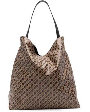 Gherardini Hobo Toffee Bag With All-Over Logo - Brown