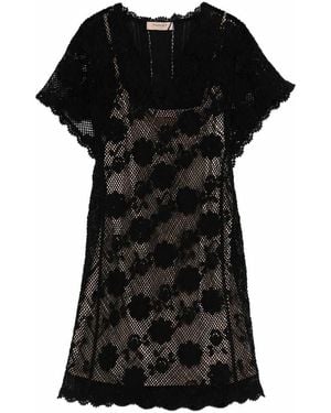 Twinset Short Lace Dress With Slip Lining - Black