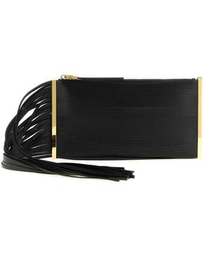 Elisabetta Franchi Fringed Clutch - Black