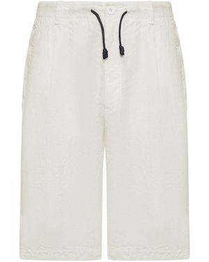 Transit Linen Bermuda Shorts With Drawstring - White