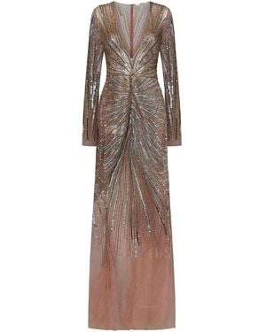 ROOM76 Long Nude-Colored Tulle Dress - Metallic