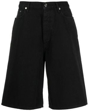 Off-White c/o Virgil Abloh Wide Leg Denim Shorts With Patch Logo - Black