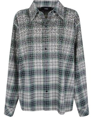 Amiri Crystal Os Western Flannel Casual Shirt - Grey