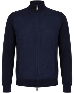 PAOLO NERO Cotton Knit Jacket - Blue