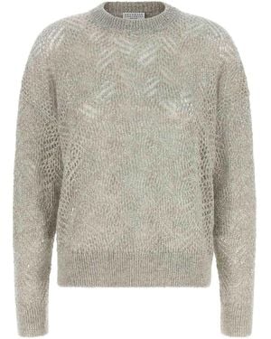 Brunello Cucinelli Dazzling Abstract Leaf Jumper - Grey