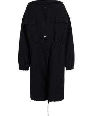 Plan C Oversized Coat With Drawstring - Black