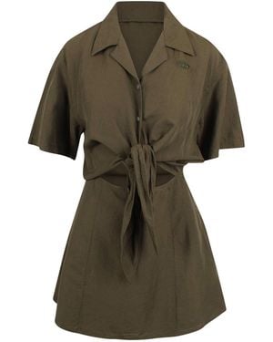 DIESEL Linen Blend Mini Dress - Green