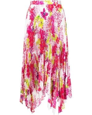 Versace Pleated Skirt With Floral Print - Pink