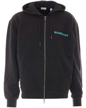 Burberry Hoodie With Zip Closure - Black