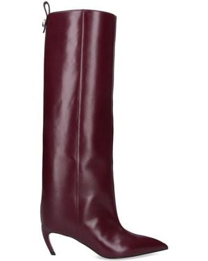 The Attico Mid-Calf Leather Boots - Purple