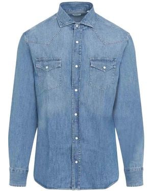 Brunello Cucinelli Button-Up Denim Shirt - Blue