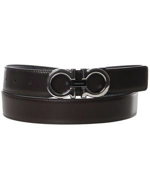 Ferragamo Leather Gancini Belt - White