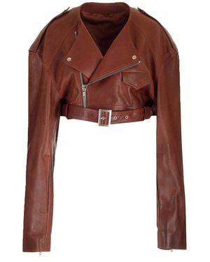 Rick Owens Cropped Biker Jacket - Brown
