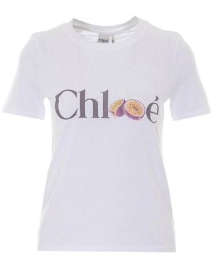 Chloé E Logo T-Shirt - White