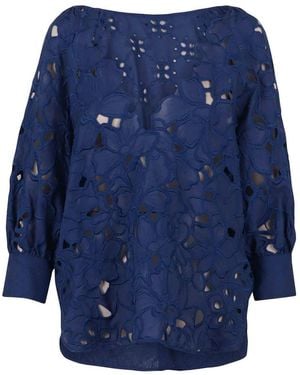 Ermanno Scervino Blouse With Embroidery - Blue
