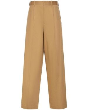 Loewe Wide-Leg Cotton Pants - Natural