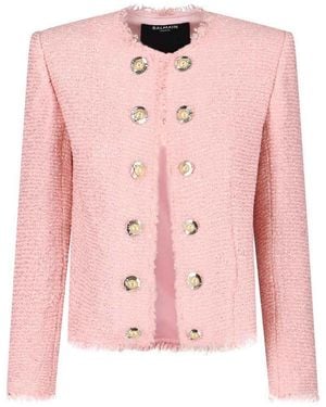 Balmain Tweed Jacket With Sequins - Pink