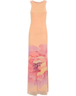 Patrizia Pepe Long Printed Tulle Dress - Pink