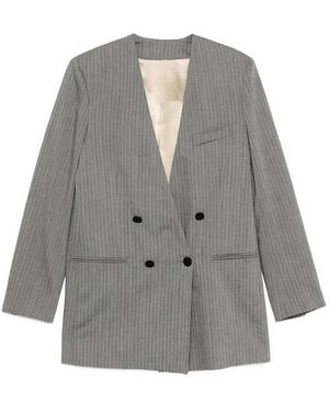 Alberta Ferretti Wool Blend Blazer Jacket - Grey