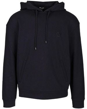 Giorgio Armani Cotton And Cashmere Hooded Sweatshirt - Blue