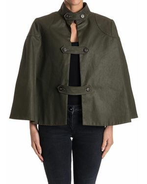Stella Jean Military Green Button-Front Cape - Black