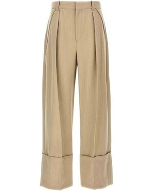 Victoria Beckham Maxi Turn-Up Pants - Natural