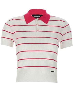 DSquared² 'Striped' Polo Shirt - White