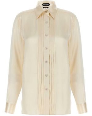 Tom Ford Pleated Plastron Shirt - White