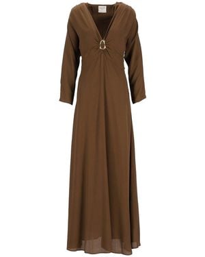 forte_forte Sculpture Buckle Dress - Brown