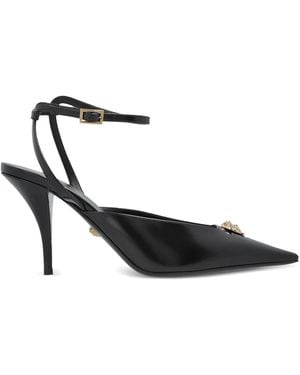 Versace Patent Calf Leather Pointed Slingback - White