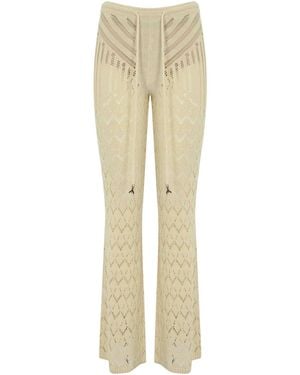 Patrizia Pepe Perforated Knitted Trousers - Natural