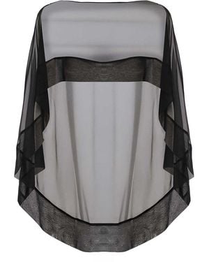 Alberta Ferretti Silk Chiffon Cape - Gray