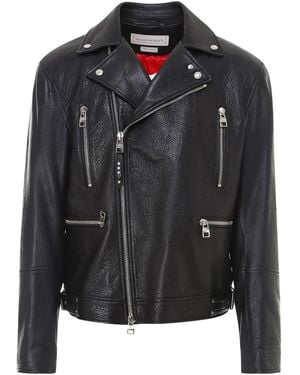 McQueen Leather Biker Jacket - Black