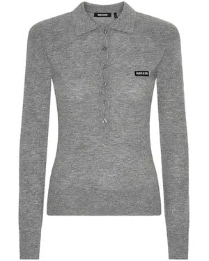 ROTATE BIRGER CHRISTENSEN Wool Polo Shirt With Logo - Grey