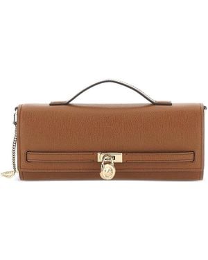 Michael Kors Clutch With Padlock Charm - Brown