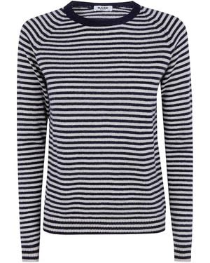 Base London Striped Round Neck Sweater - Blue