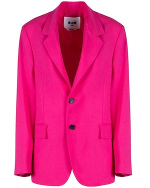 MSGM Light Wool 2 Button Jacket - Pink