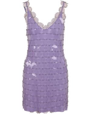 Rabanne Full Sequined Short Dress - Purple